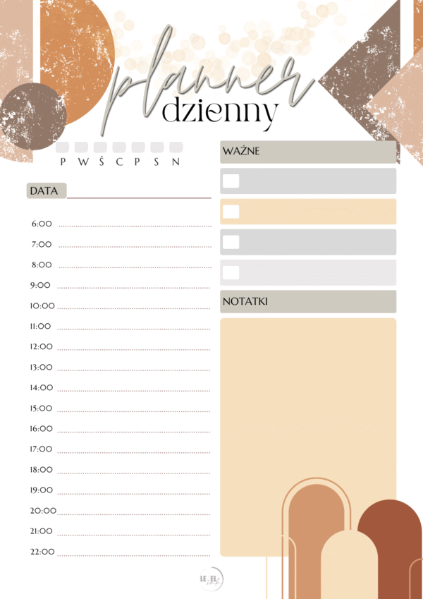 Planer dzienny boho PDF – podział na dni, godziny, notatki i lista ważne - obrazek 2